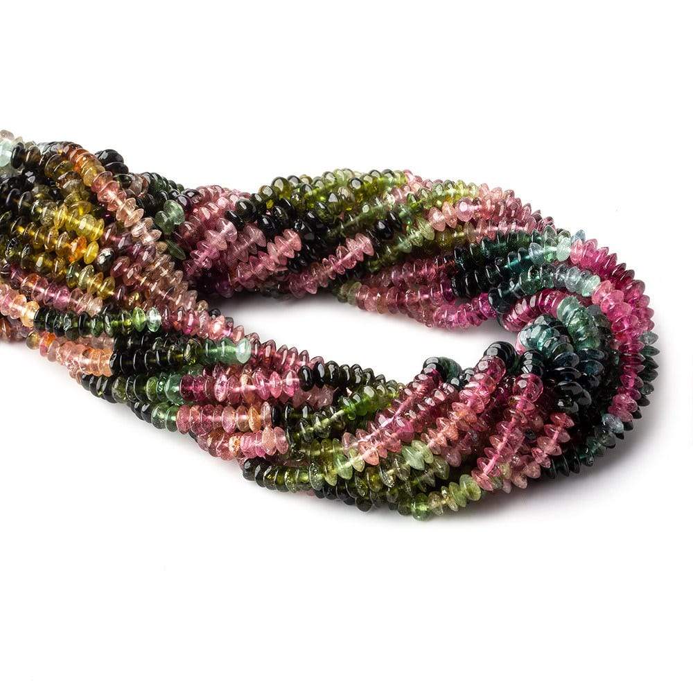 3.5-4mm Multi Color Tourmaline plain disc rondelles 16 inch 175 beads A (ONLINE ORDER ONLY)