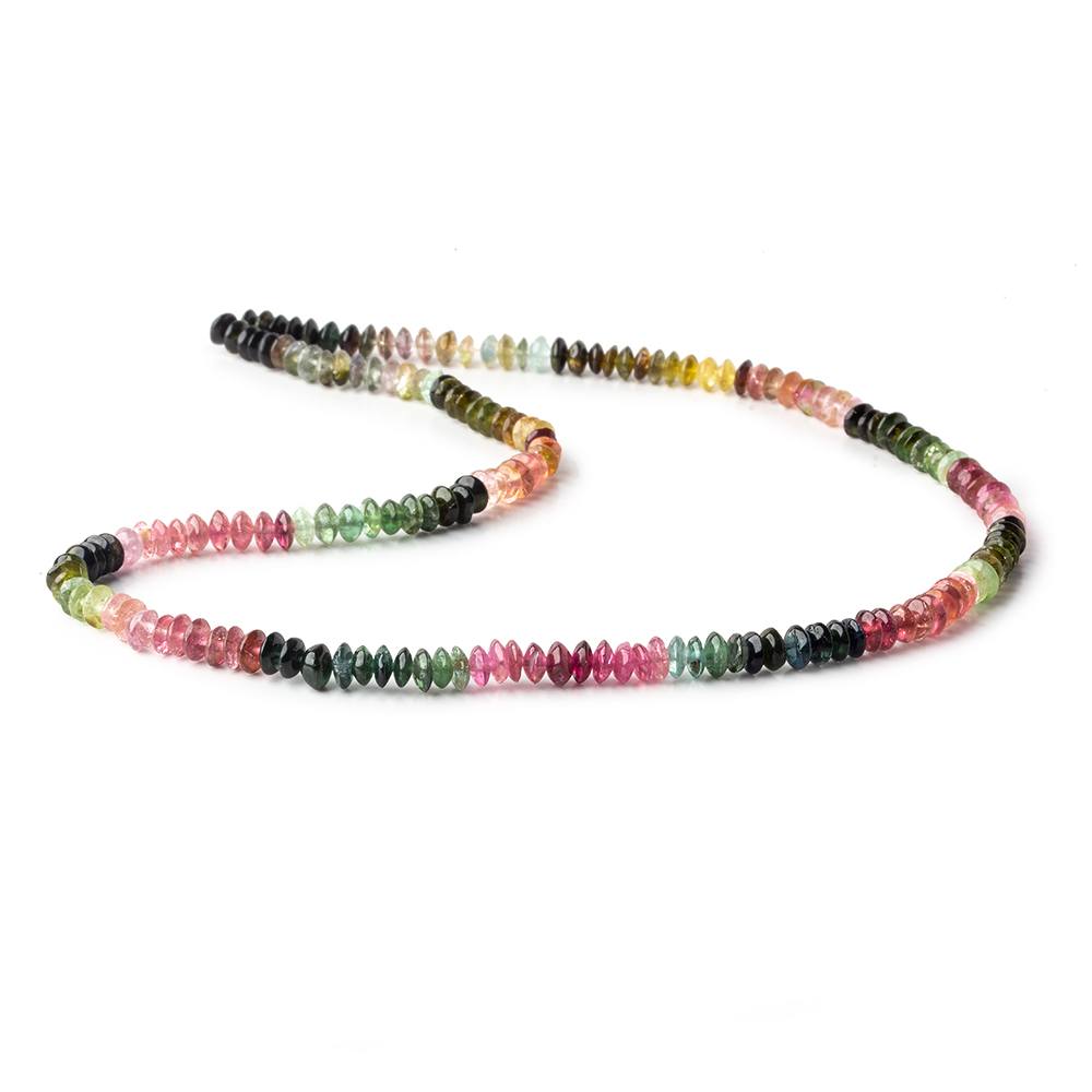 3.5-4mm Multi Color Tourmaline plain disc rondelles 16 inch 175 beads A (ONLINE ORDER ONLY)
