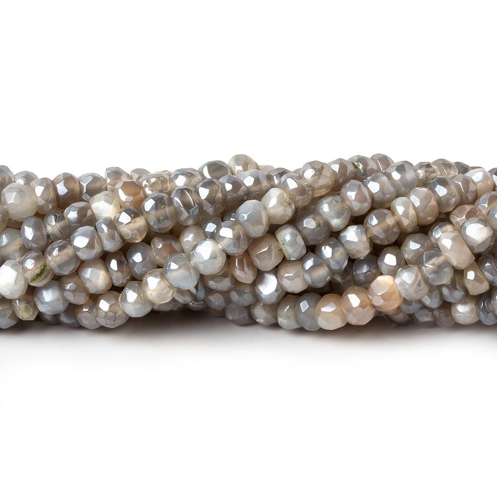 4-4.5mm Mystic Brown & Grey Moonstone 1mm large hole faceted rondelles 13 inch 105 beads (ONLINE ORDER ONLY)
