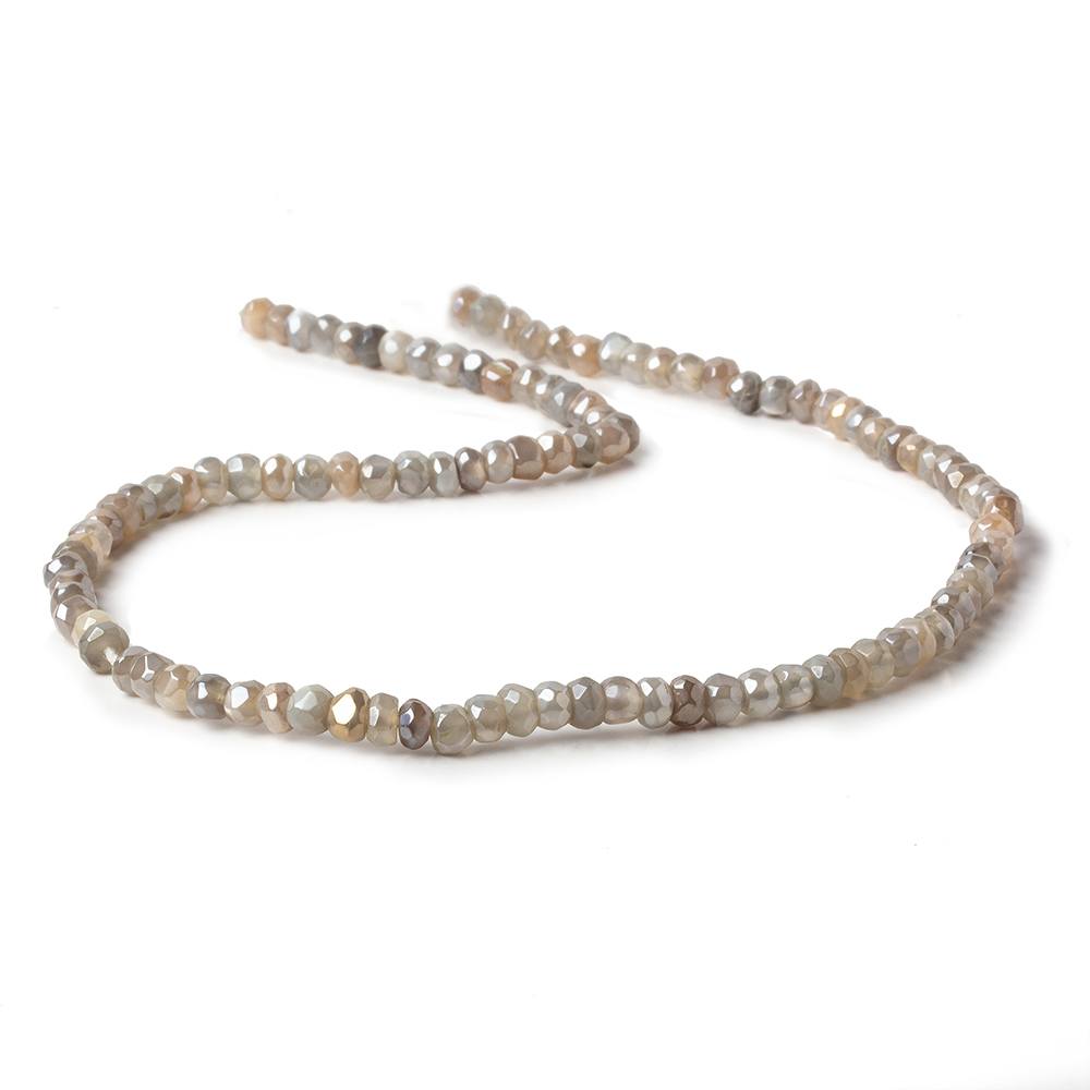 4-4.5mm Mystic Brown & Grey Moonstone 1mm large hole faceted rondelles 13 inch 105 beads (ONLINE ORDER ONLY)