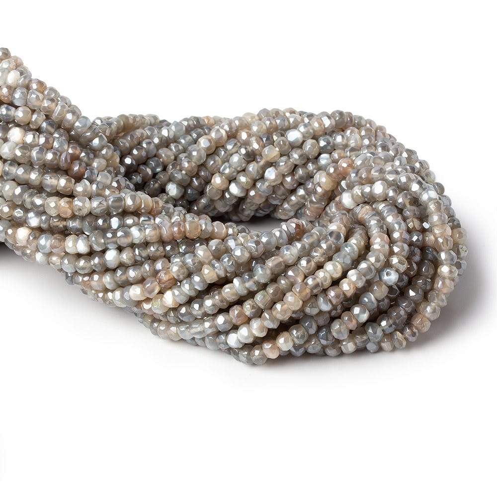 4-4.5mm Mystic Brown & Grey Moonstone 1mm large hole faceted rondelles 13 inch 105 beads (ONLINE ORDER ONLY)