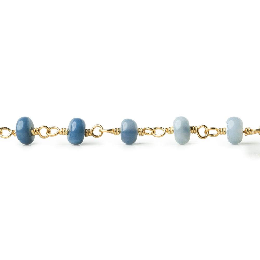 4-4.5mm Owyhee Blue Opal plain rondelle Vermeil Chain by the foot (ONLINE ORDER ONLY)
