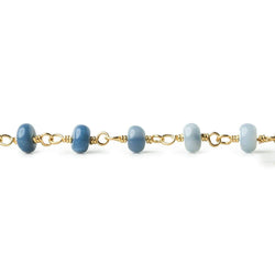 4-4.5mm Owyhee Blue Opal plain rondelle Vermeil Chain by the foot (ONLINE ORDER ONLY)