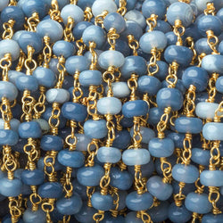 4-4.5mm Owyhee Blue Opal plain rondelle Vermeil Chain by the foot (ONLINE ORDER ONLY)