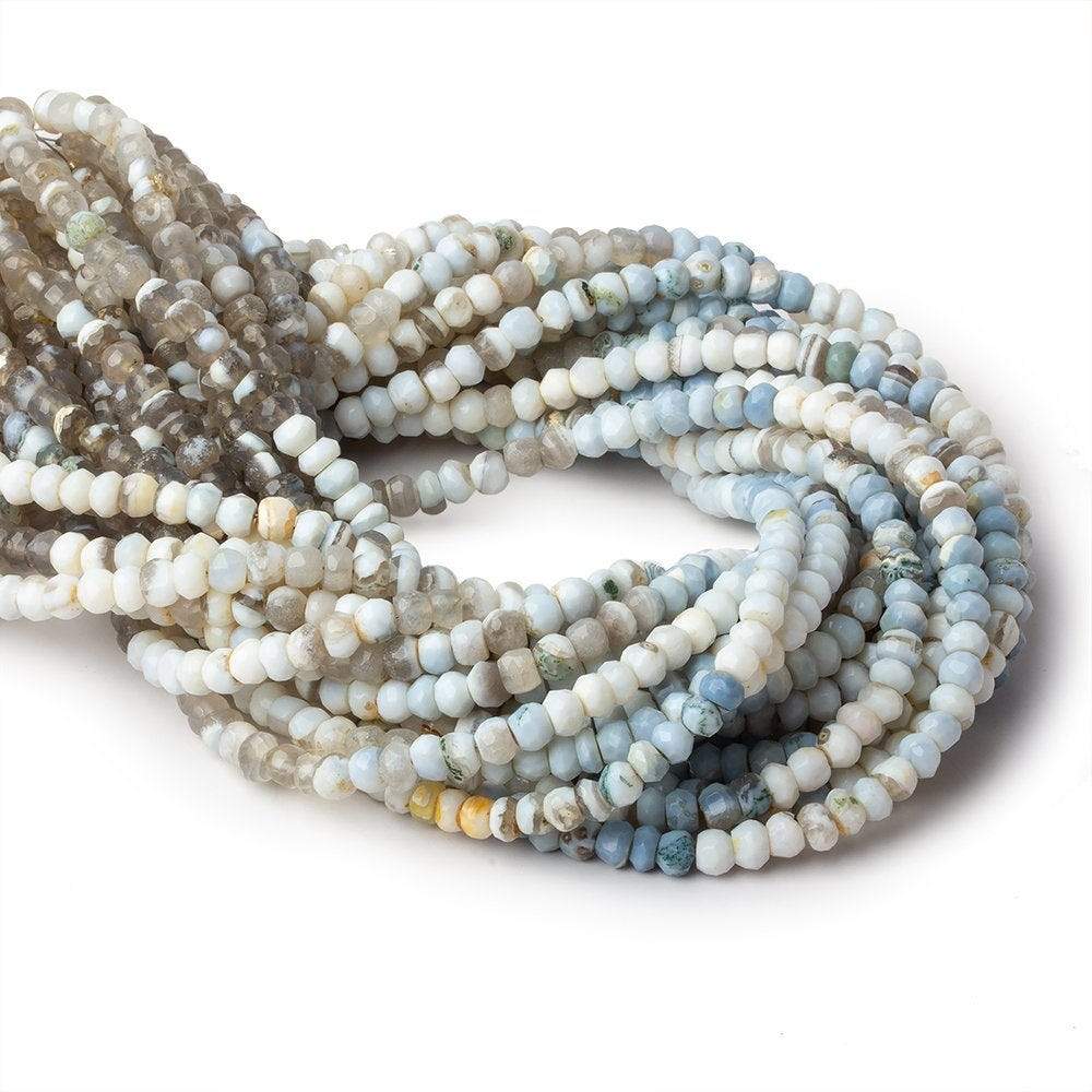 4mm Owyhee Natural Denim Blue Opal faceted rondelles 13 inch 97 beads (ONLINE ORDER ONLY)