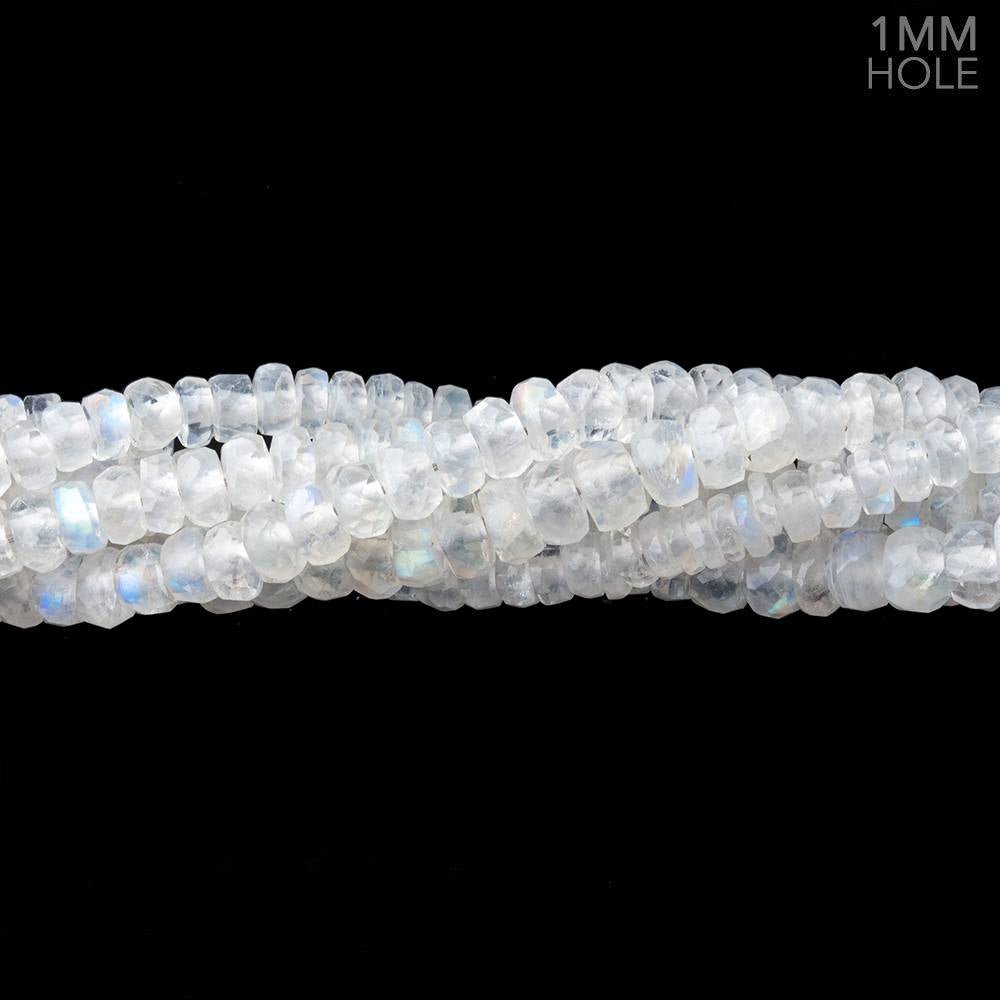 4.5-5mm Rainbow Moonstone faceted rondelle 1mm large hole 13 inch 125 Beads (ONLINE ORDER ONLY)