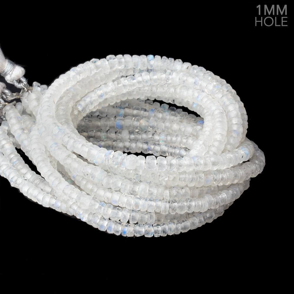 4.5-5mm Rainbow Moonstone faceted rondelle 1mm large hole 13 inch 125 Beads (ONLINE ORDER ONLY)