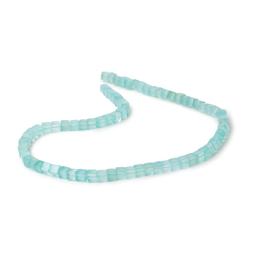 4-4.5mm Seafoam Blue Chalcedony Plain Cube Beads 14.5 inch 80 pieces (ONLINE ORDER ONLY)