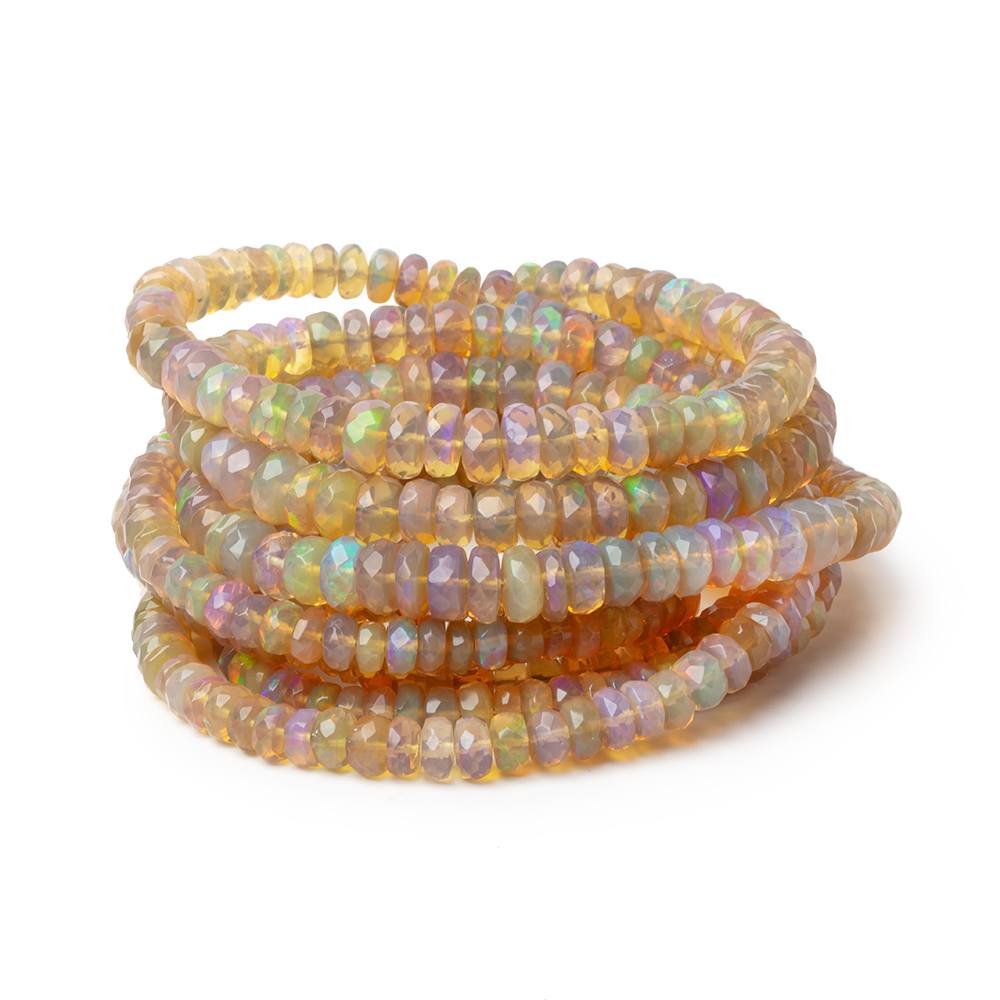 4-5.5mm Dark Golden Ethiopian Opal Faceted Rondelles 16 inch 166 Beads (ONLINE ORDER ONLY)