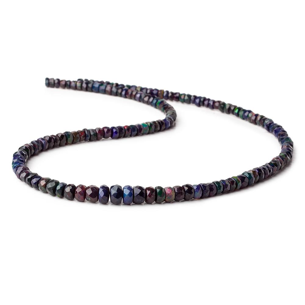 4-5.5mm Ethiopian Wollo Black Opal faceted rondelles 145 beads 16 inch AA (ONLINE ORDER ONLY)