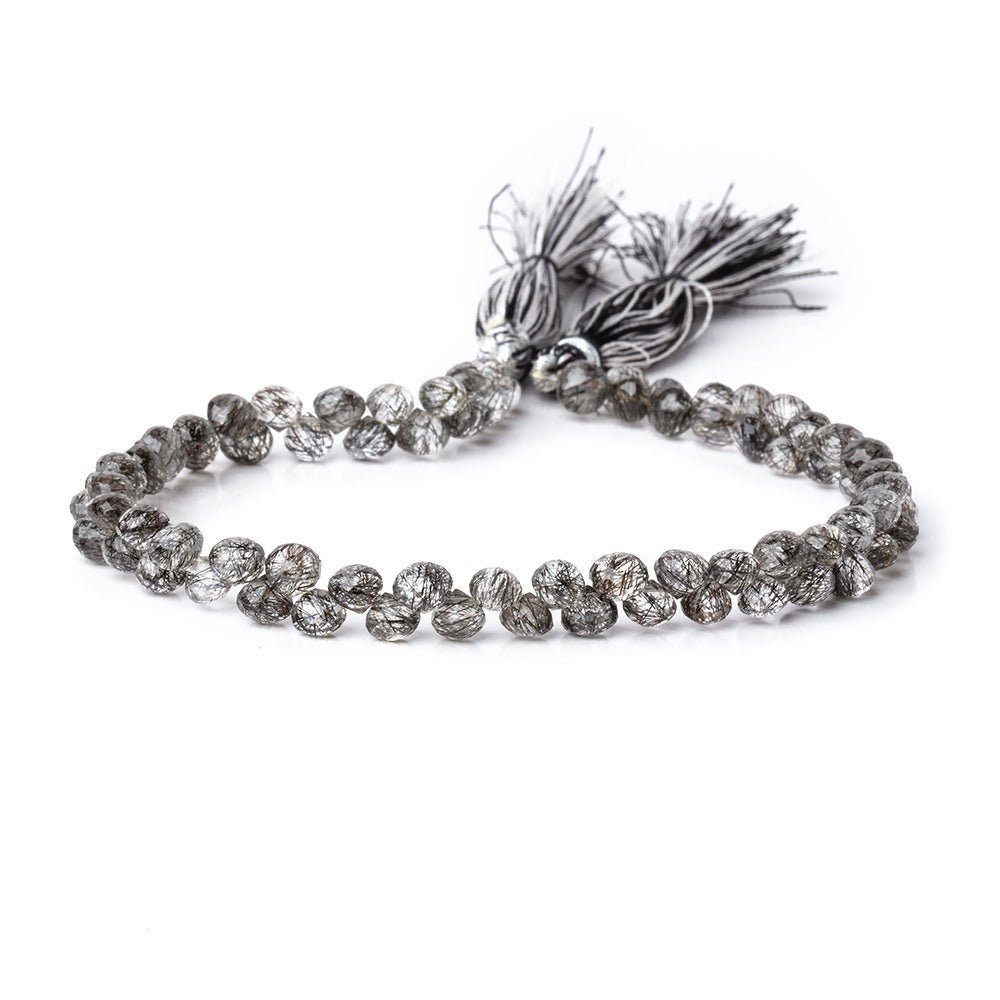 4-5mm Black Tourmalinated Quartz Faceted Candy Kiss Beads 9 inch 76 pieces AA (ONLINE ORDER ONLY)
