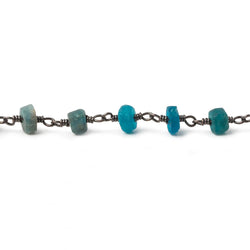 4-5mm Frosted Neon Apatite plain heishi Black Gold Chain by the foot 37 pcs (ONLINE ORDER ONLY)