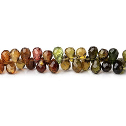 4-5mm Green and Brown Tourmaline Faceted Tear Drop 8 inch 110 beads AA (ONLINE ORDER ONLY)