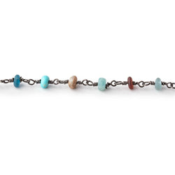4-5mm Matte Multi Gem Plain Rondelles on Black Gold Plated Chain by the Foot 33 pcs (ONLINE ORDER ONLY)
