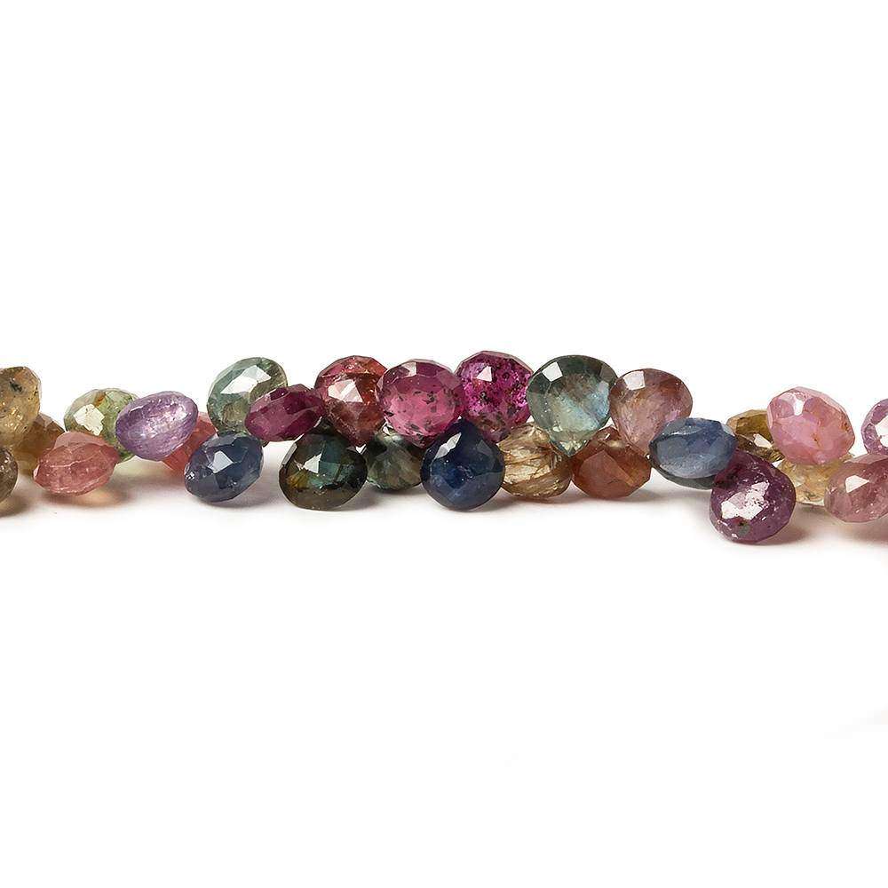4-5mm Multi-Color Fancy Sapphire and Ruby Heart Briolette 17 inch 152 pieces (ONLINE ORDER ONLY)