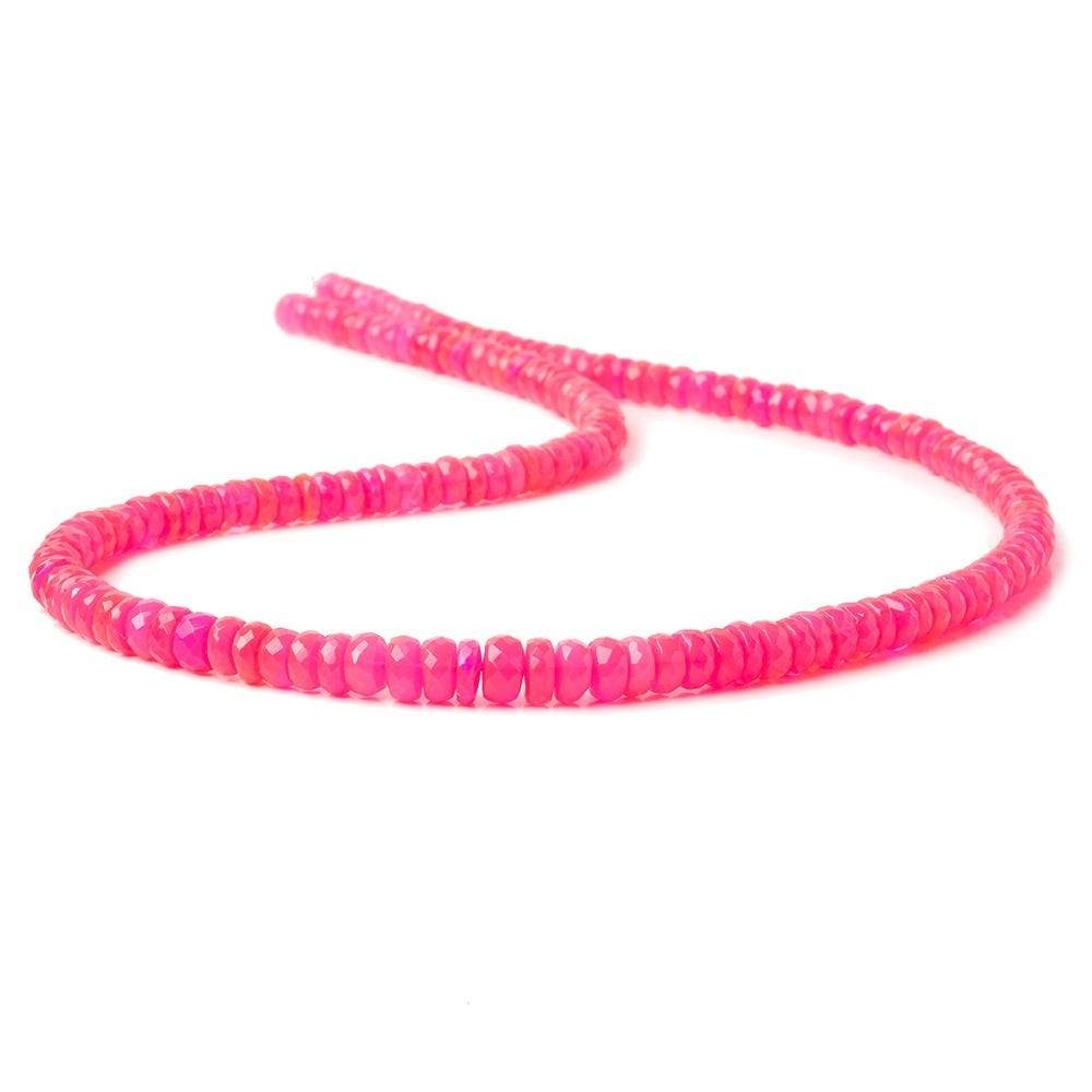 4-5mm Neon Pink Ethiopian Opal Faceted Rondelles 18 inch 170 color treated beads (ONLINE ORDER ONLY)