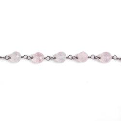 4-5mm Rose Quartz faceted round Black Gold .925 Chain by the foot 34 beads (ONLINE ORDER ONLY)
