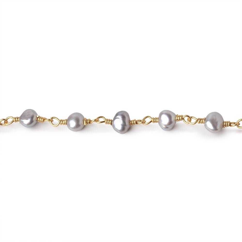 4-5mm Silver Petite Baroque Pearls on Vermeil Chain (ONLINE ORDER ONLY)