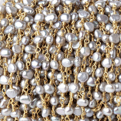 4-5mm Silver Petite Baroque Pearls on Vermeil Chain (ONLINE ORDER ONLY)