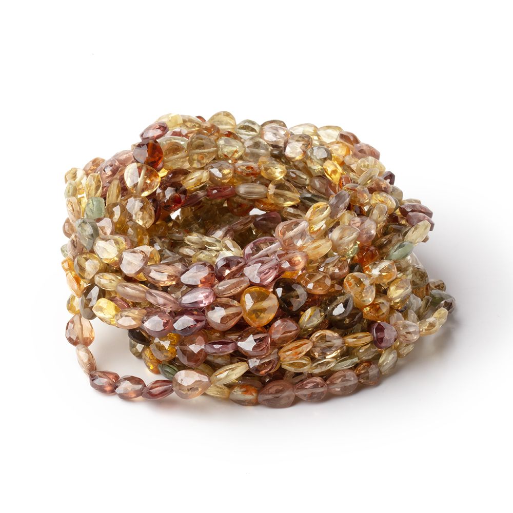 4-6mm Multi Color Golden Zircon Faceted Heart 16 inch 87 Beads AA (ONLINE ORDER ONLY)