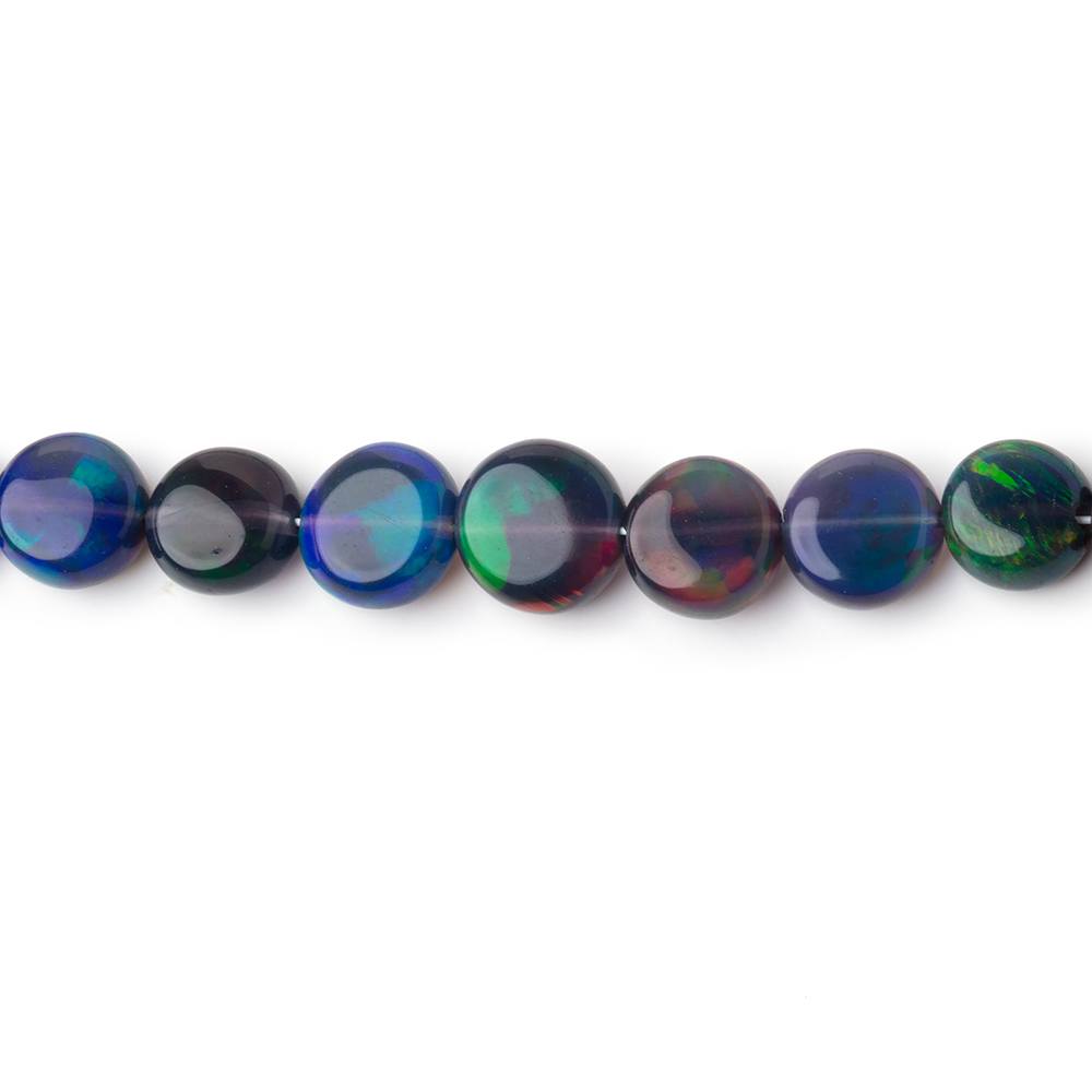 4-7mm Black Ethiopian Opal Plain Coin Beads 15.5 inch 81 pieces AA (ONLINE ORDER ONLY)