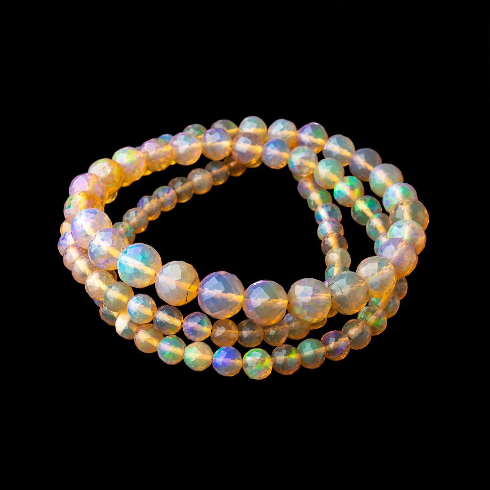 4-7mm Ethiopian Opal Faceted Round Beads 17 inch 97 pieces AAA (ONLINE ORDER ONLY)