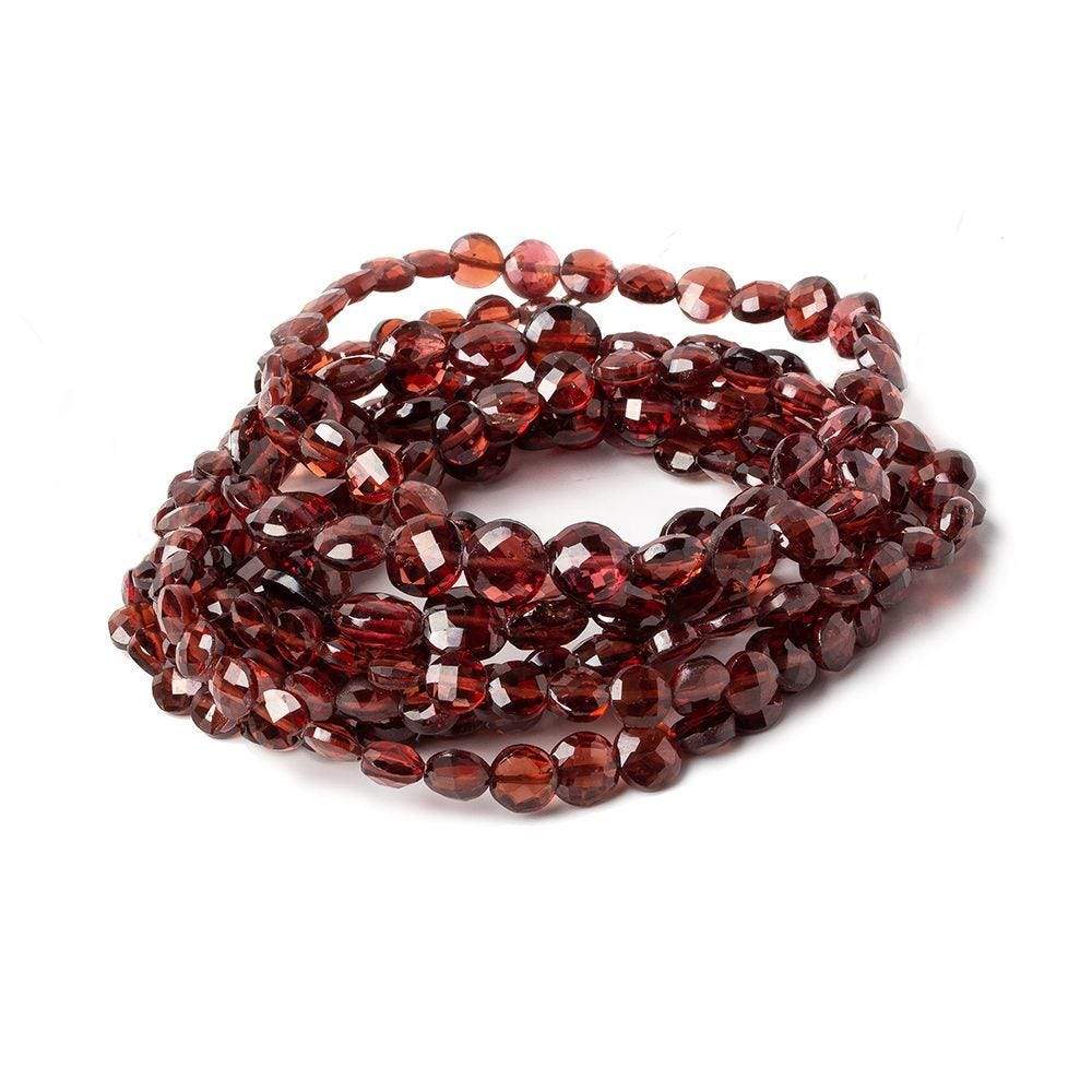 6-8mm Mozambique Garnet Faceted Coin Beads 15.5 inch 58 pieces (ONLINE ORDER ONLY)