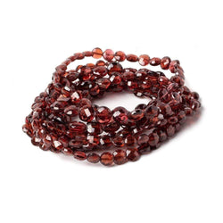 6-8mm Mozambique Garnet Faceted Coin Beads 15.5 inch 58 pieces (ONLINE ORDER ONLY)