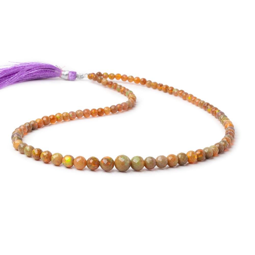 4-8mm Dark Golden Ethiopian Opal Faceted Rounds 18 inch 91 Beads AA (ONLINE ORDER ONLY)