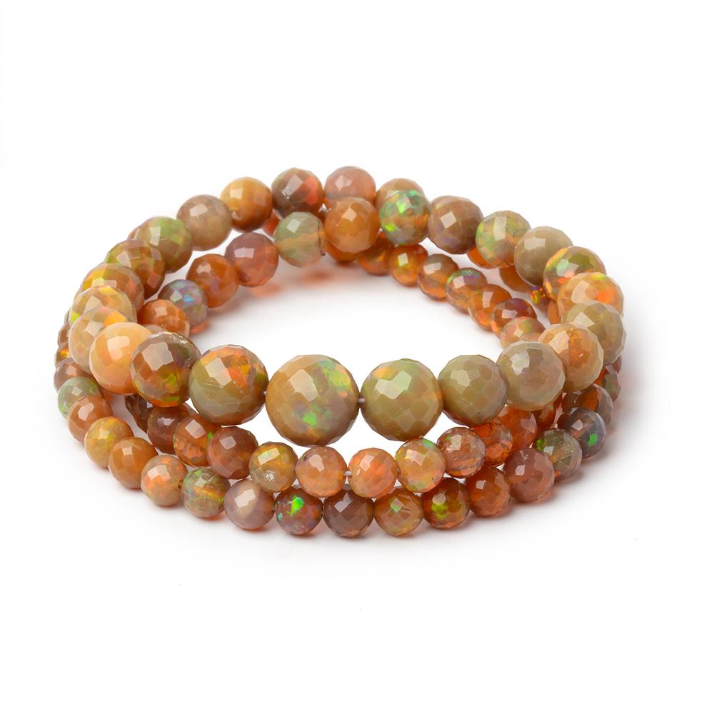 4-8mm Dark Golden Ethiopian Opal Faceted Rounds 18 inch 91 Beads AA (ONLINE ORDER ONLY)