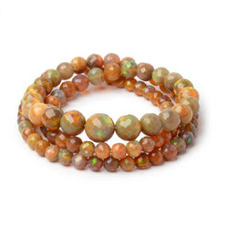 4-8mm Dark Golden Ethiopian Opal Faceted Rounds 18 inch 91 Beads AA (ONLINE ORDER ONLY)