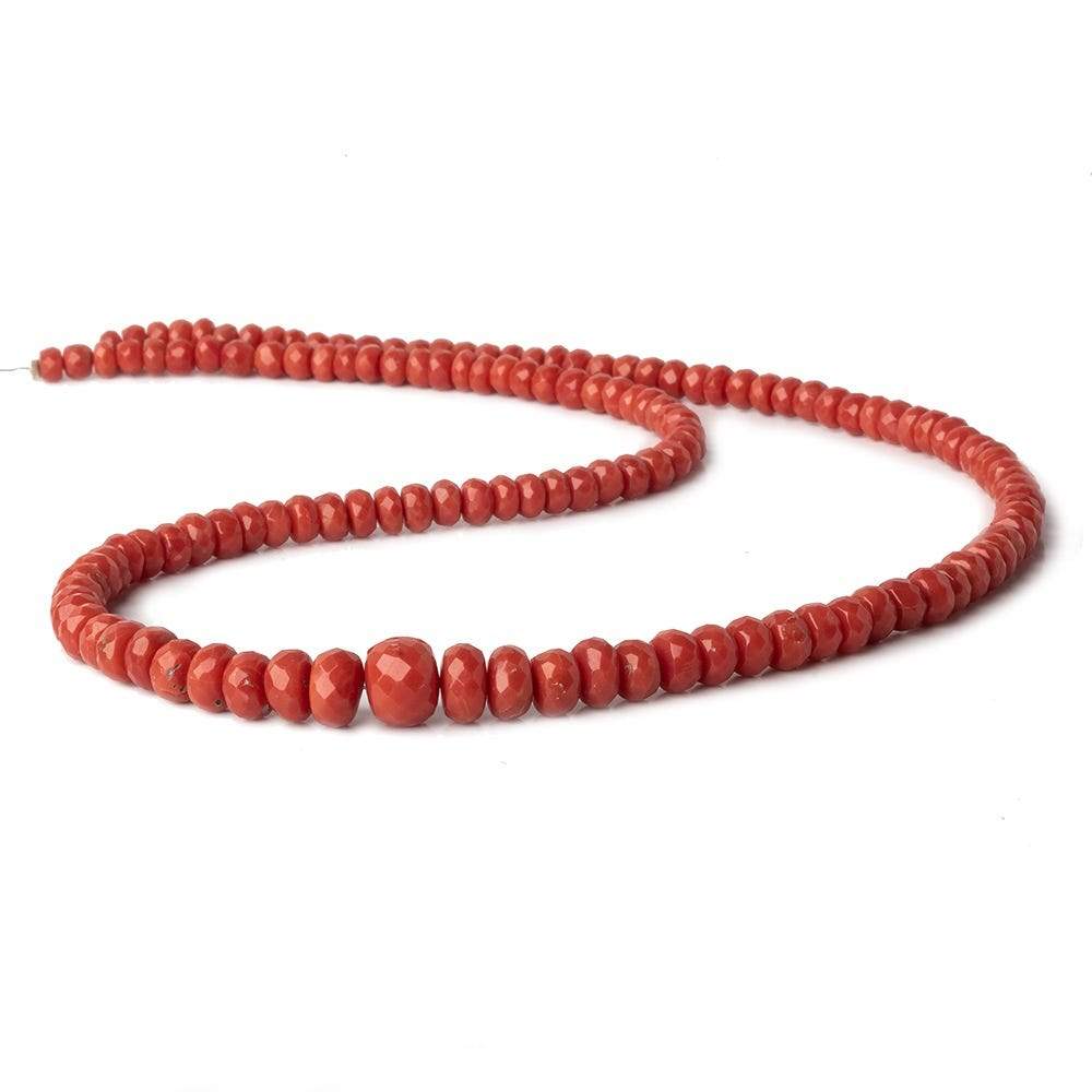 4-9mm Red Coral faceted rondelles 18 inch 133 pieces AA (ONLINE ORDER ONLY)