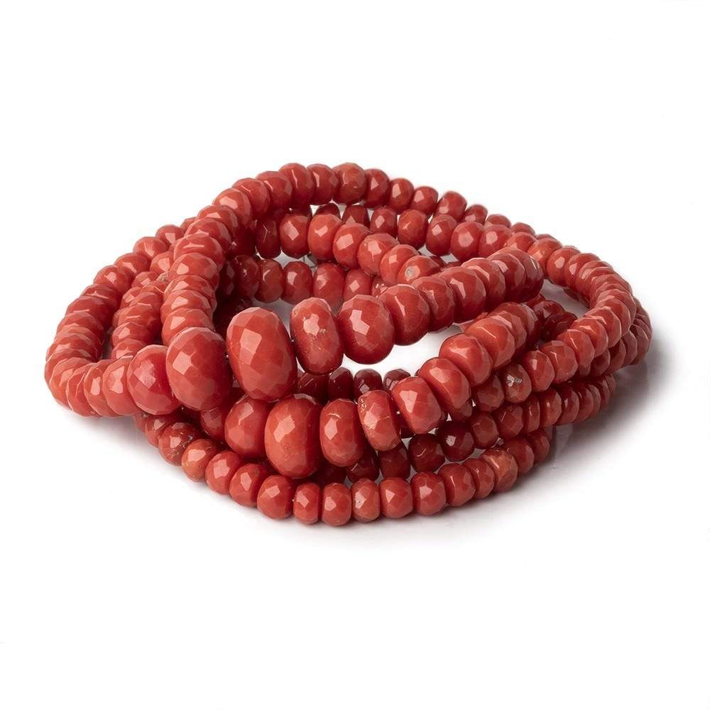 4-9mm Red Coral faceted rondelles 18 inch 133 pieces AA (ONLINE ORDER ONLY)