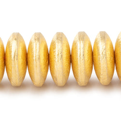 14mm 22kt Gold Plated Copper Brushed Disc Beads 8 inch 37 pieces (ONLINE ORDER ONLY)