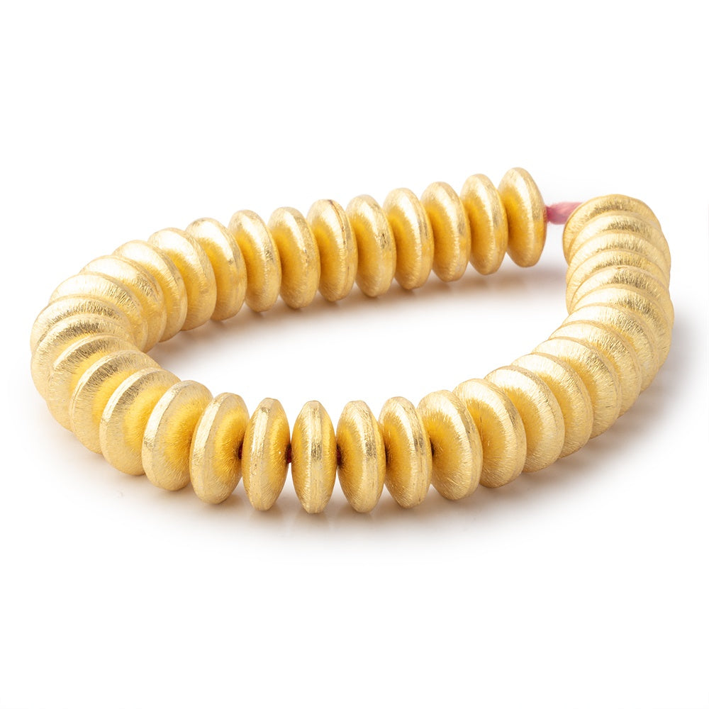 14mm 22kt Gold Plated Copper Brushed Disc Beads 8 inch 37 pieces (ONLINE ORDER ONLY)