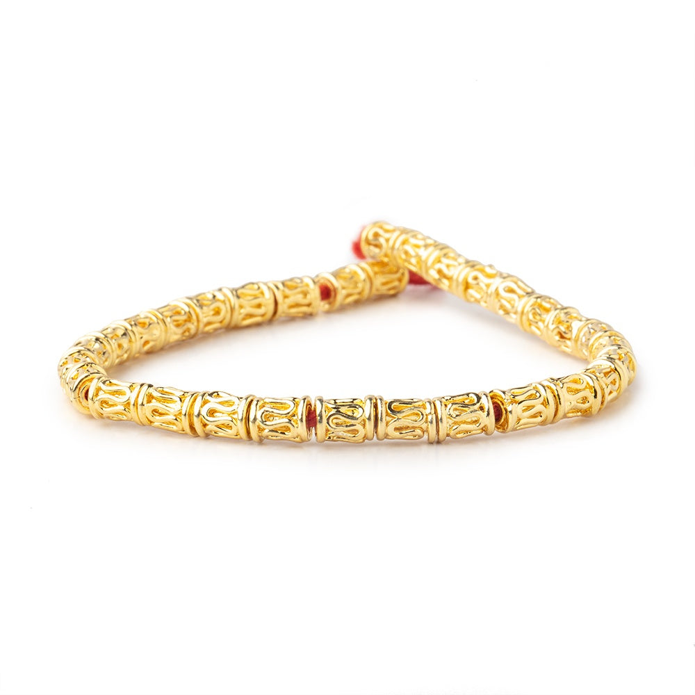 6x4mm 22kt Gold Plated Copper Bali Style Tube 8 inch 33 pieces (ONLINE ORDER ONLY)
