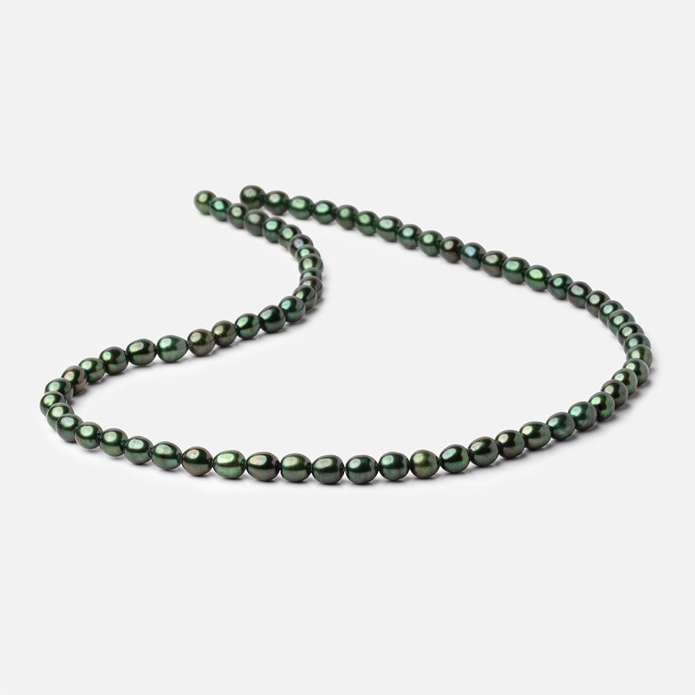 6x5mm Emerald Green Straight Drill Oval Freshwater Pearl 15 inch 68 pcs (ONLINE ORDER ONLY)