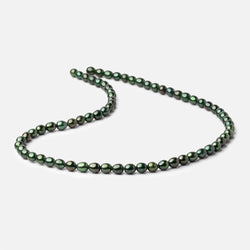 6x5mm Emerald Green Straight Drill Oval Freshwater Pearl 15 inch 68 pcs (ONLINE ORDER ONLY)