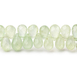 7-10mm Prehnite Tear Drop Briolette Beads 7.75 inch 65 pieces