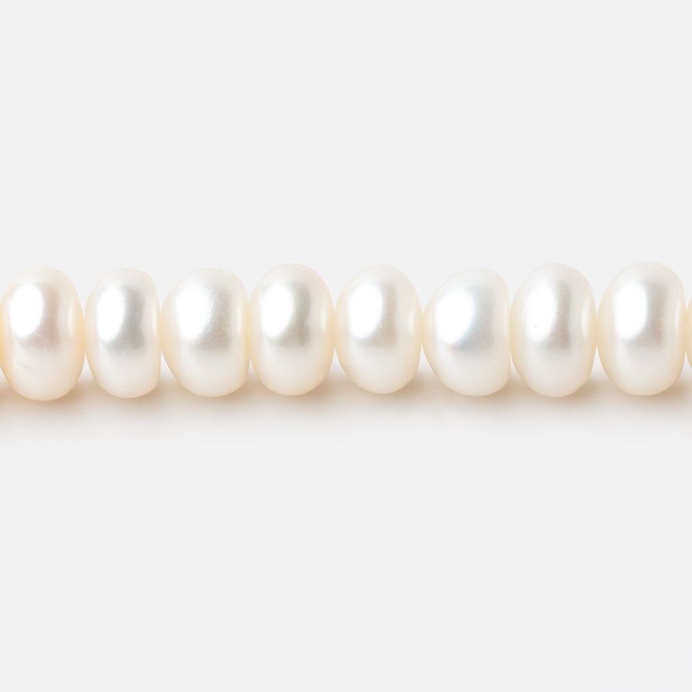 6mm White Center Drilled Button Freshwater Pearls 15.75 inch 96 pieces (ONLINE ORDER ONLY)