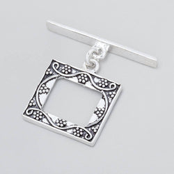 18x20mm Antiqued Sterling Silver Rectangular Floral Toggle 1 piece (ONLINE ORDER ONLY)
