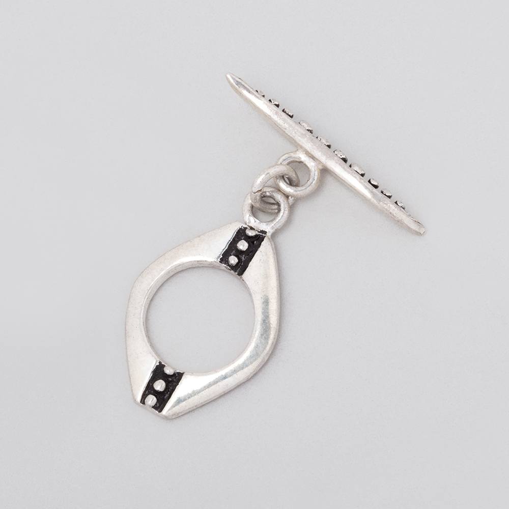 16.5x12.5mm Antiqued Sterling Silver Oval Toggle Miligrain Design 1 piece (ONLINE ORDER ONLY)