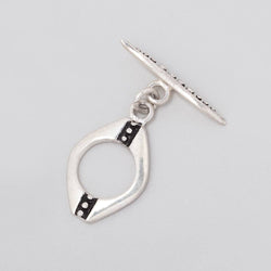 16.5x12.5mm Antiqued Sterling Silver Oval Toggle Miligrain Design 1 piece (ONLINE ORDER ONLY)