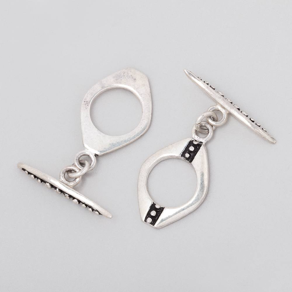 16.5x12.5mm Antiqued Sterling Silver Oval Toggle Miligrain Design 1 piece (ONLINE ORDER ONLY)