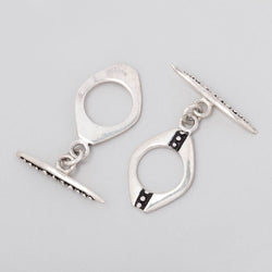 16.5x12.5mm Antiqued Sterling Silver Oval Toggle Miligrain Design 1 piece (ONLINE ORDER ONLY)