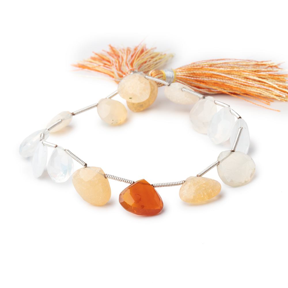 10-13mm Fire Opal Faceted Heart Beads 8 inch 12 pieces (ONLINE ORDER ONLY)