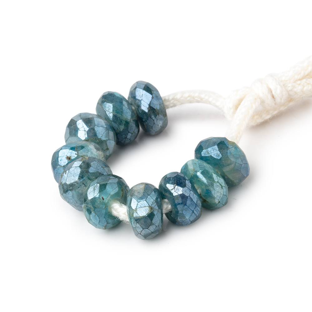 8mm Mystic Blue Labradorite 2mm Large Hole Faceted Rondelle Set of 10 (ONLINE ORDER ONLY)
