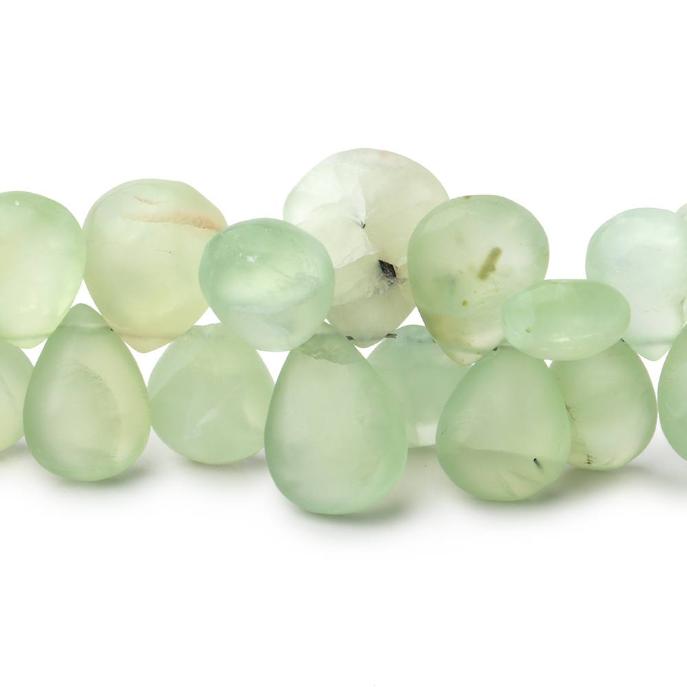 9-17mm Frosted Prehnite Plain Pear Beads 8 inch 51 pieces (ONLINE ORDER ONLY)