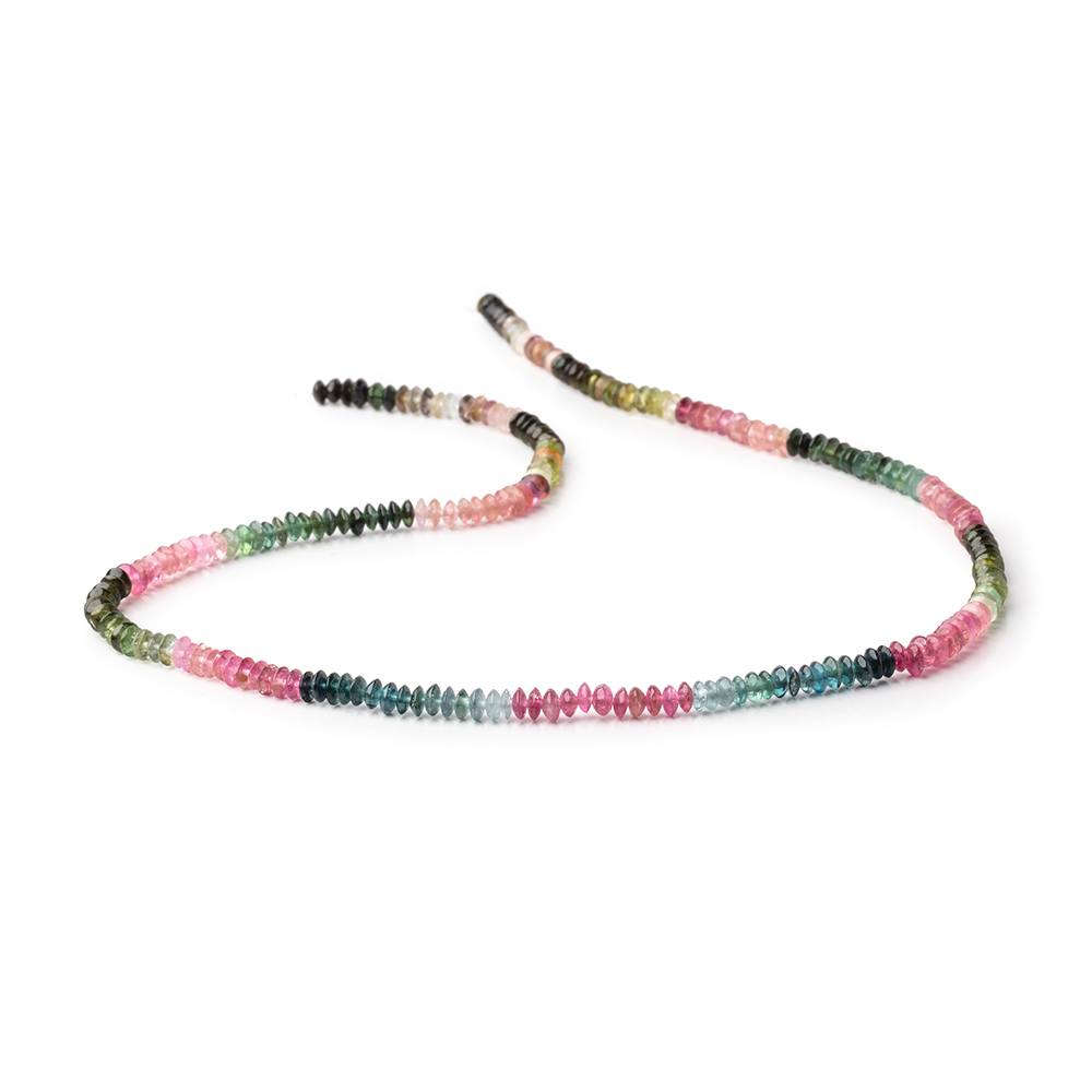 3.5mm Multi Color Tourmaline Plain Disc Rondelles 15.25 inch 230 Beads (ONLINE ORDER ONLY)