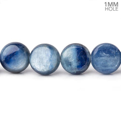 8mm Ceylon Blue Kyanite Plain Coins 16 inch 52 Beads 1mm Hole (ONLINE ORDER ONLY)